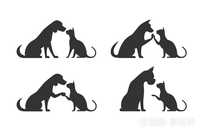 宠物猫, 狗的剪影