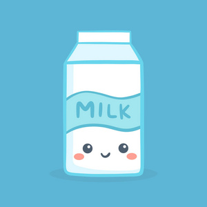 可爱的牛奶盒包装纸箱矢量插画卡通人物图标照片