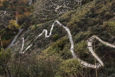 Nahal Ayoun 自然保护区阶梯走道高角度观