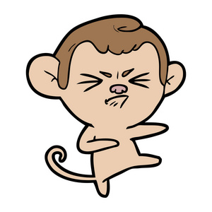 矢量平面卡通插画矢量图的卡通生气的猴子生气的丑猴子矢量图的卡通