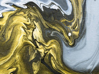 黑白相间的金大理石抽象手绘背景