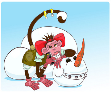 猴子和雪人