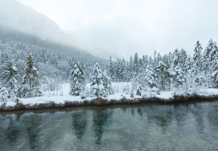 小冬天流与雪树