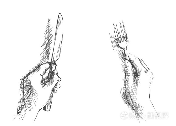 用刀和叉的手
