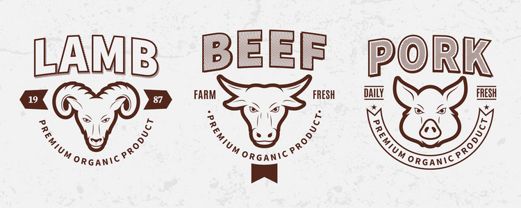 标志标签农场动物图标和设计元素