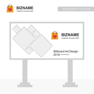 公司广告牌与设计和购物袋徽标, 矢量, 插图