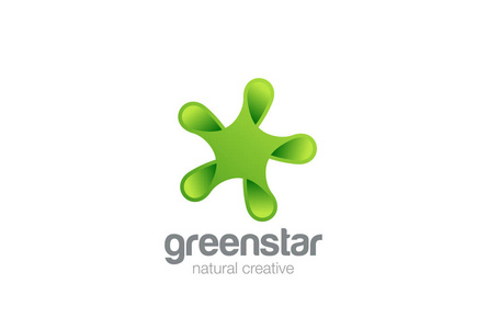 绿色生态明星抽象标志设计图片
