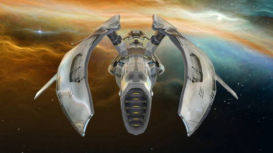 一艘宇宙飞船 3d cg 渲染照片