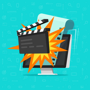 带有电影磁带的剪贴板和电影卷轴的顶部视图手板和 filmreel电影拍板