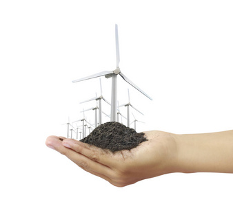 生态电力，风力涡轮机在手