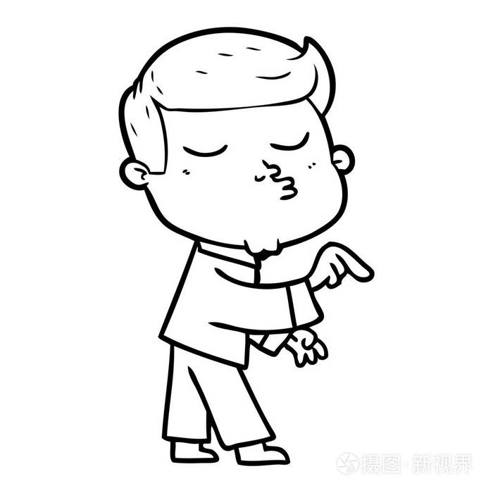 卡通模特男撅嘴插画-正版商用图片0fuh5s-摄图新视界