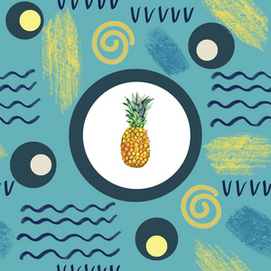 抽象夏日无缝图案。水彩棕榈树, 画笔笔触。水彩背景在简约 styld 绘的热带例证