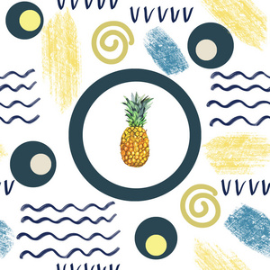抽象夏日无缝图案。水彩棕榈树, 画笔笔触。水彩背景在简约 styld 绘的热带例证