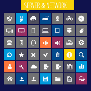 一套丰富多彩的计算机和服务器网络图标