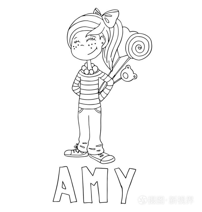 简单的轮廓绘图着色的儿童形象插画-正版商用图片0ful1n-摄图新视界