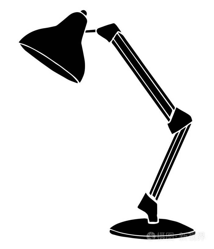 孤立在白色背景上的台灯.在素描风格的矢量图