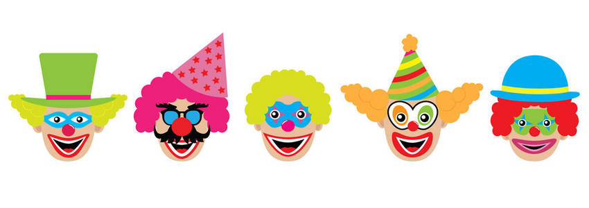 小丑标志微笑的小丑 emoji 表情矢量线图标, 符号, 背景插图, 可编辑