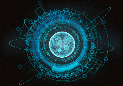 图案-点,圆环,泡沫橙色彩色抽象科技背景抽象橙色发光的圆环线框