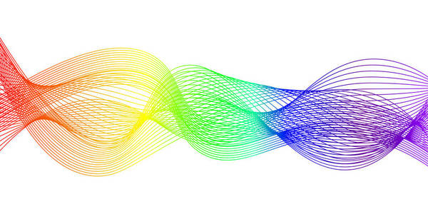 白色背景上的彩虹抽象声波线图片