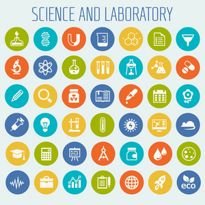 一套丰富多彩的科学和实验室图标