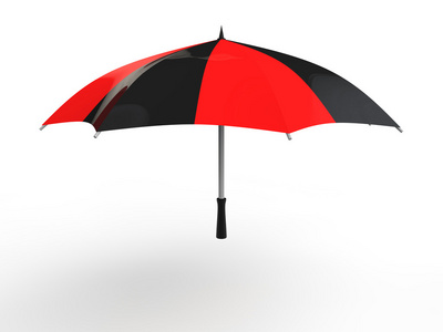 亮红伞中套着黑色雨伞雨后穿着橡皮靴子的小男孩带着黑色雨伞走着