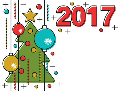 圣诞节和新年 2017年平面矢量背景