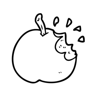 新咬苹果的线条图照片