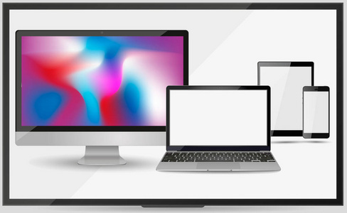 macbook 笔记本电脑, ipad 平板电脑, iphone 智能手机股票矢量餐图