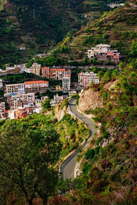 城市 Manarola 的看法。五渔村国家公园, 意大利