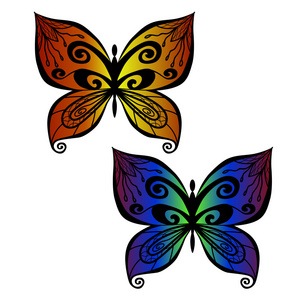 蝴蝶在 zentangle 风格