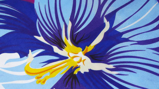 美丽的背景从一个蓝色的花织物
