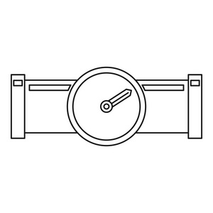 水管用水表图标, 轮廓样式单拖放水管图标矢量插画太阳化妆水管图标