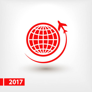 全球飞机图标,矢量图.平面设计风格照片