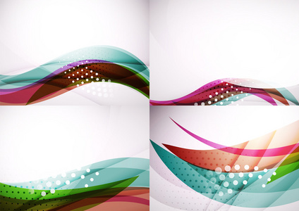 组的抽象背景。典雅的多彩装饰的线条和波与 copyspace 为您的消息
