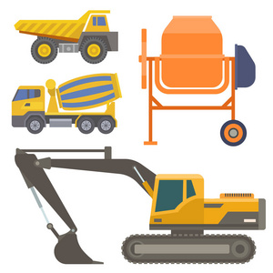 建筑输送车矢量运输车结构与道路货车运输机械设备大型平台工业卡车插图