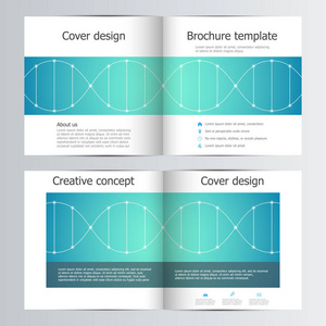 带 dna 分子背景的双折叠方形小册子模板