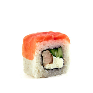 白色背景的独立特写寿司