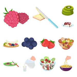 甜点芳香卡通图标集为设计收藏。食物和甜味矢量符号股票 web 插图
