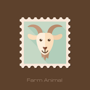 山羊平邮票。动物头矢量图