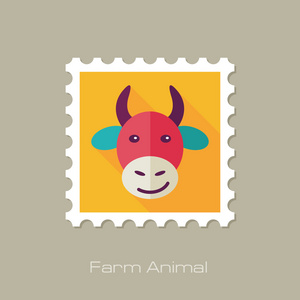 牛平邮票。动物头矢量图