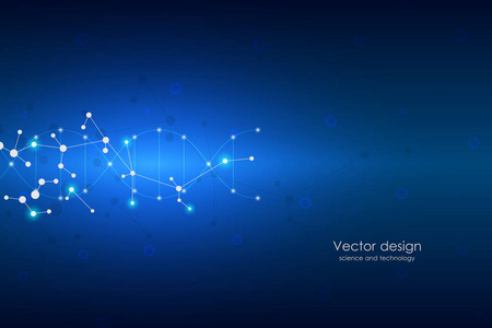 抽象分子背景, 基因和化合物, 连接线与点, 医学, 技术和科学概念, 媒介例证