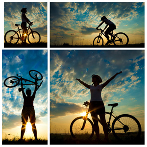 骑自行车的日落图片