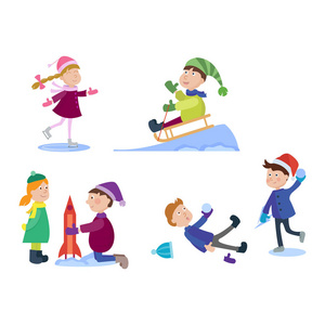 圣诞节孩子们玩耍冬季运动会