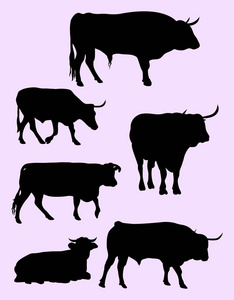 公牛和牛的动物剪影。良好的使用符号, 标志, 网页图标, 吉祥物, 标志, 或任何你想要的设计
