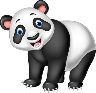 卡通快乐熊猫孤立的白色背景