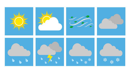 天气矢量图标平面设计, 股票插图