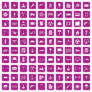 100建筑材料图标设置垃圾粉红色