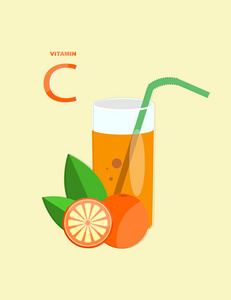 一杯橙汁。维生素 C 来源