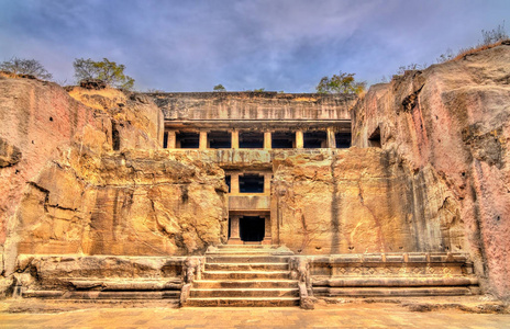 大乘佛教修道院在埃洛拉洞穴。位于印度马哈拉施特拉邦的联合国教科文组织世界遗产遗址