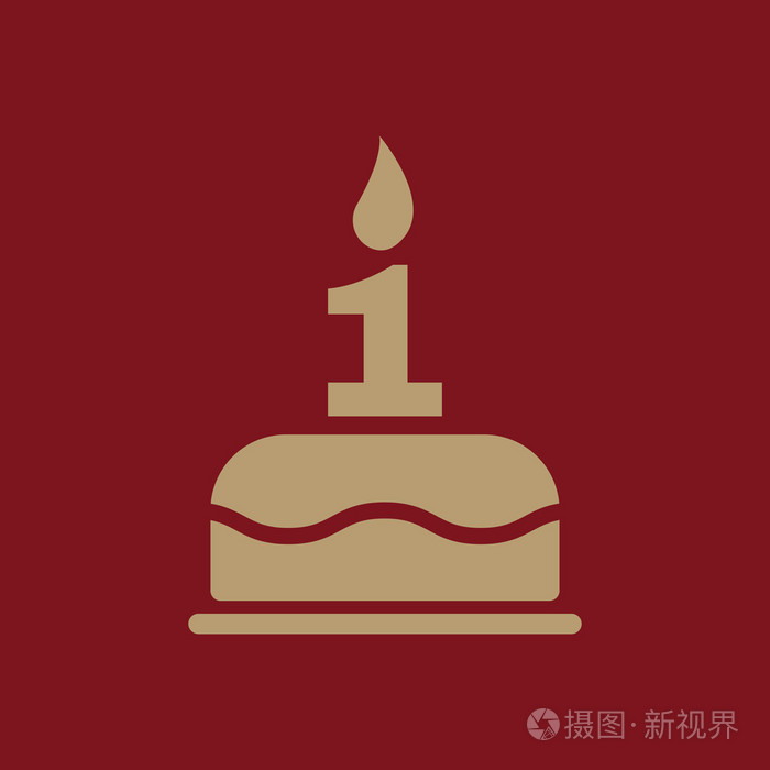 生日蛋糕蜡烛的 1 号图标形式.生日的符号.单位